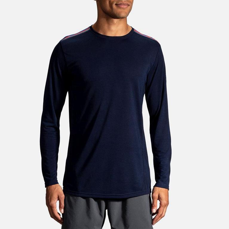 Brooks Men's Distance Long Sleeve Running Shirt - Grey (YUWT41856)